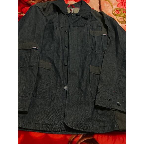 Willie Esco Denim blue heavy button down coat size XL - Picture 13 of 16